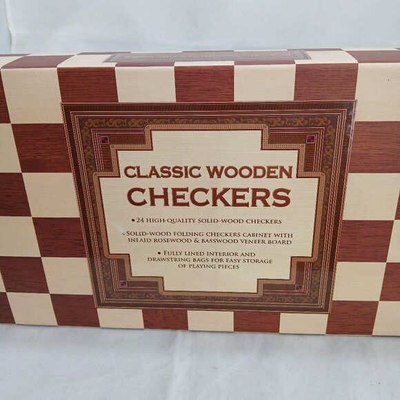Classic Wooden Checkers with Inlaid Rosewood / Basswood Veneer Board - Picture 1 of 7